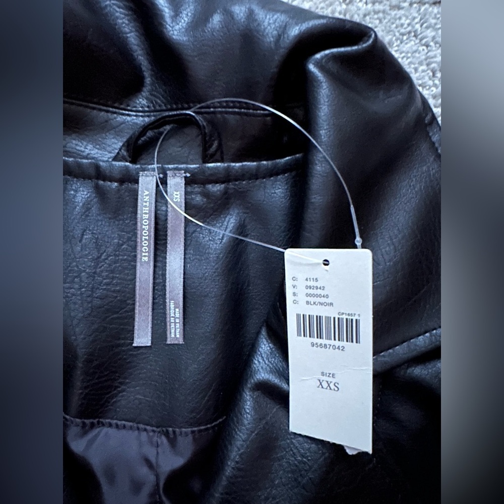 Anthropologie The Saige Faux Leather Jacket, XXS NWT - Picture 5 of 6